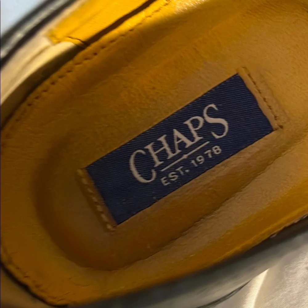Chaps Men’s Black Leather Slip-On Loafers